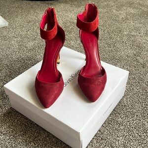 Calvin Klein Tanda Scratch Ankle Suede Pumps